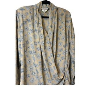 Ports International Tan Women’s Long Sleeve Wrap Blouse size 10 Vintage